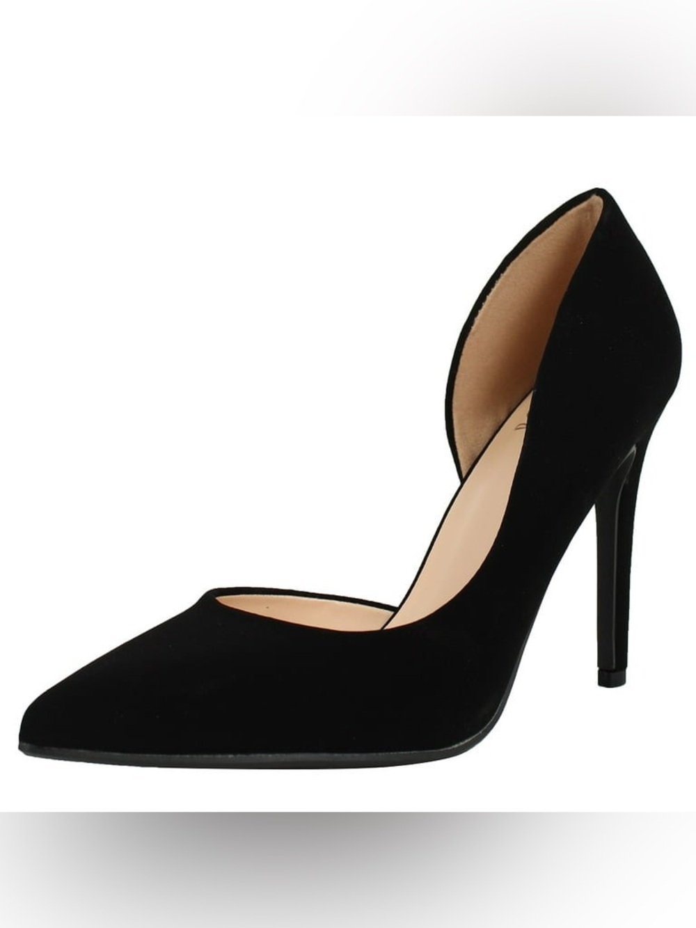 Delicious Black Pointed-Toe Stiletto Suade Heels - Picture 3 of 12